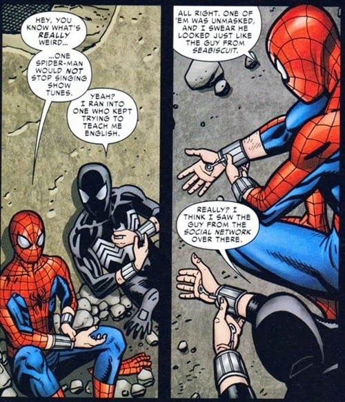 Tobey Maguire e Andrew Garfield interpretando Homem-Aranha junto nos quadrinhos