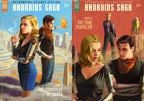 Dragon Ball Z | Androides são retratados com visual Pulp Fiction por artista