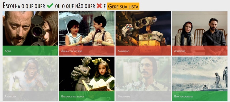 Selecionei as características que queria e não queria nos filmes