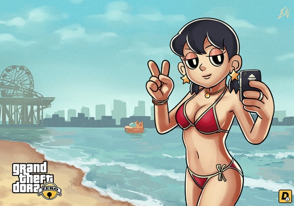 Doraemon | Artes feitas por fã colocam personagens do anime dentro do jogo GTA V