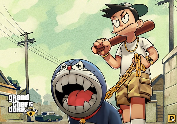 Doraemon | Artes feitas por fã colocam personagens do anime dentro do jogo GTA V