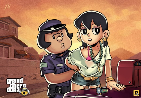 Doraemon | Artes feitas por fã colocam personagens do anime dentro do jogo GTA V