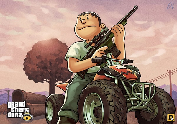 Doraemon | Artes feitas por fã colocam personagens do anime dentro do jogo GTA V