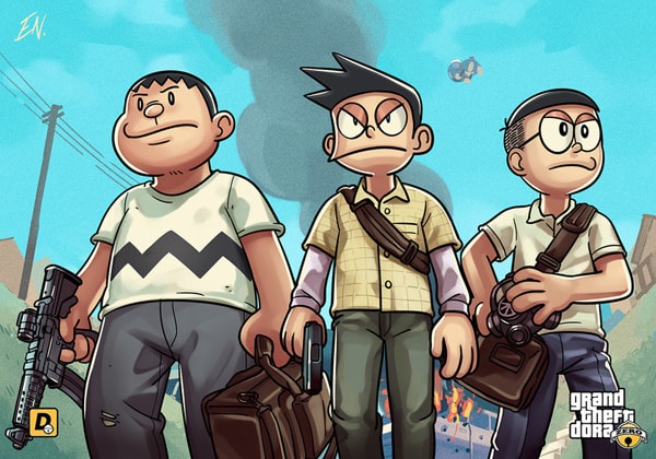 Doraemon | Artes feitas por fã colocam personagens do anime dentro do jogo GTA V