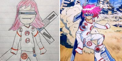 Pai transforma desenhos dos filhos em animes