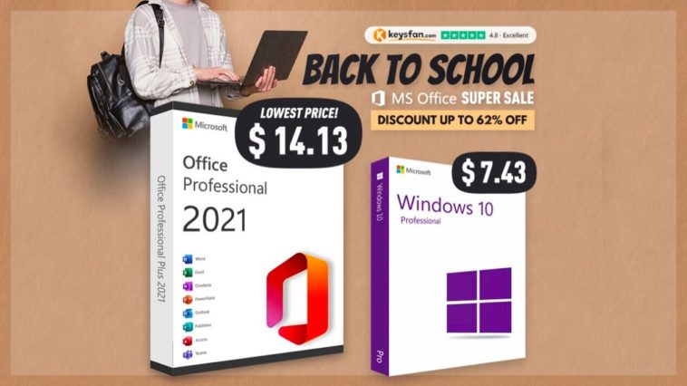 Purchase Office 2021 for $14.13 and Windows 10 Pro for $7.43 Keysfan Back to School Sale!