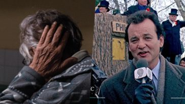 Ele vive o mesmo dia repetidamente tipo aquele filme "Feitiço do Tempo"